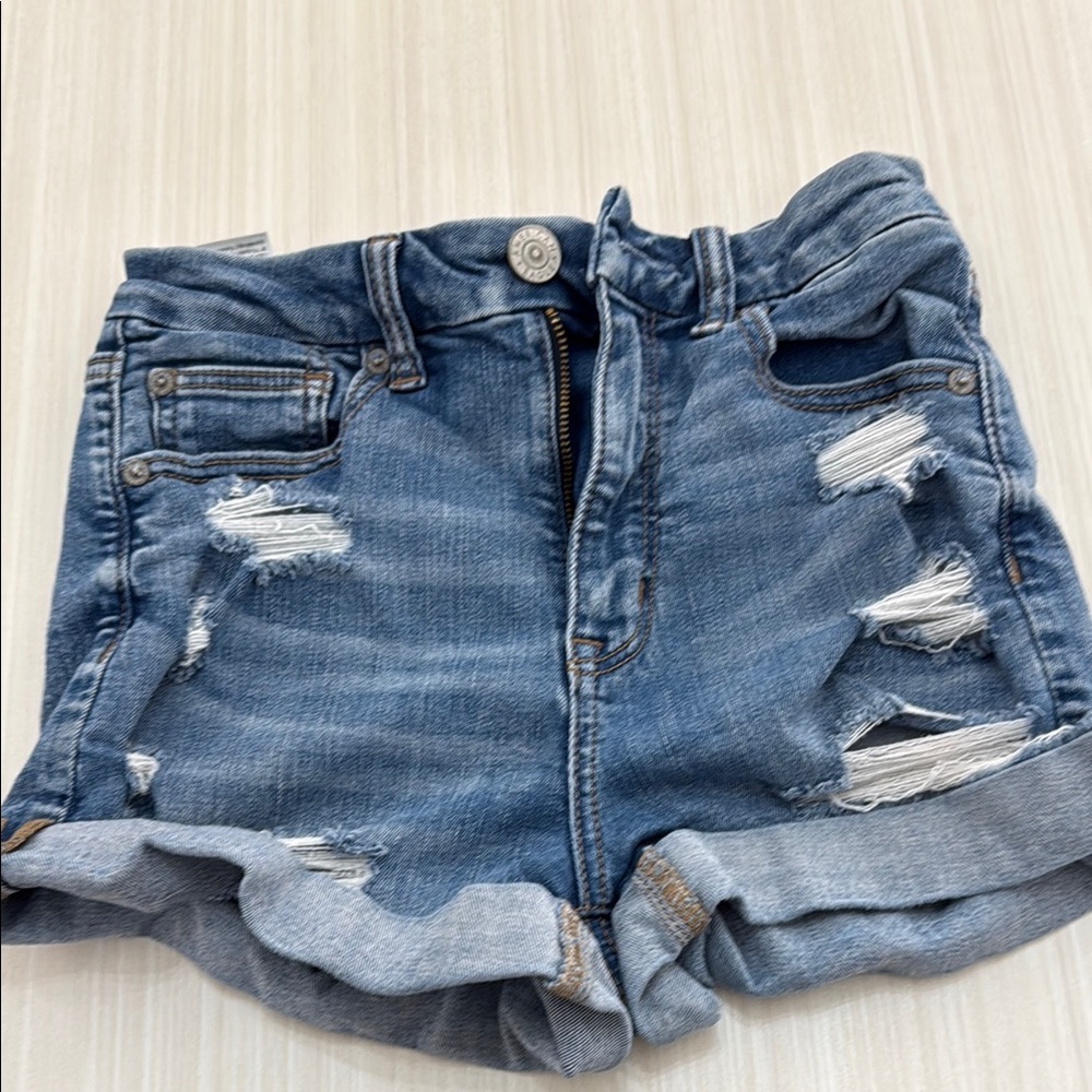 American Eagle Outfitters Blue Jean Shorts Distressed Frayed